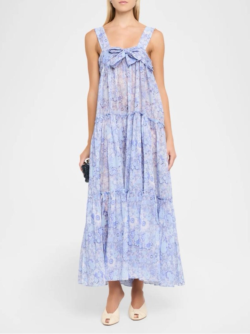 Chloe Painted Flowers Cotton Maxi Dress NWT
